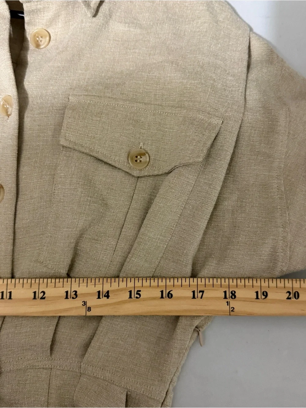 Nuuly x Ronny Kobo Long Sleeve Beige Brila Utility Jumpsuit 80s Quiet Luxury - Picture 11 of 13